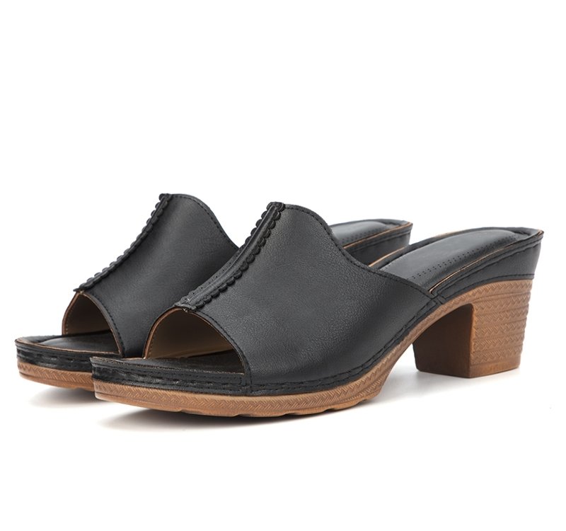 New thick soled wedge heel slippers European and American fashion hollow thick heeled high heel slippers T0533 87